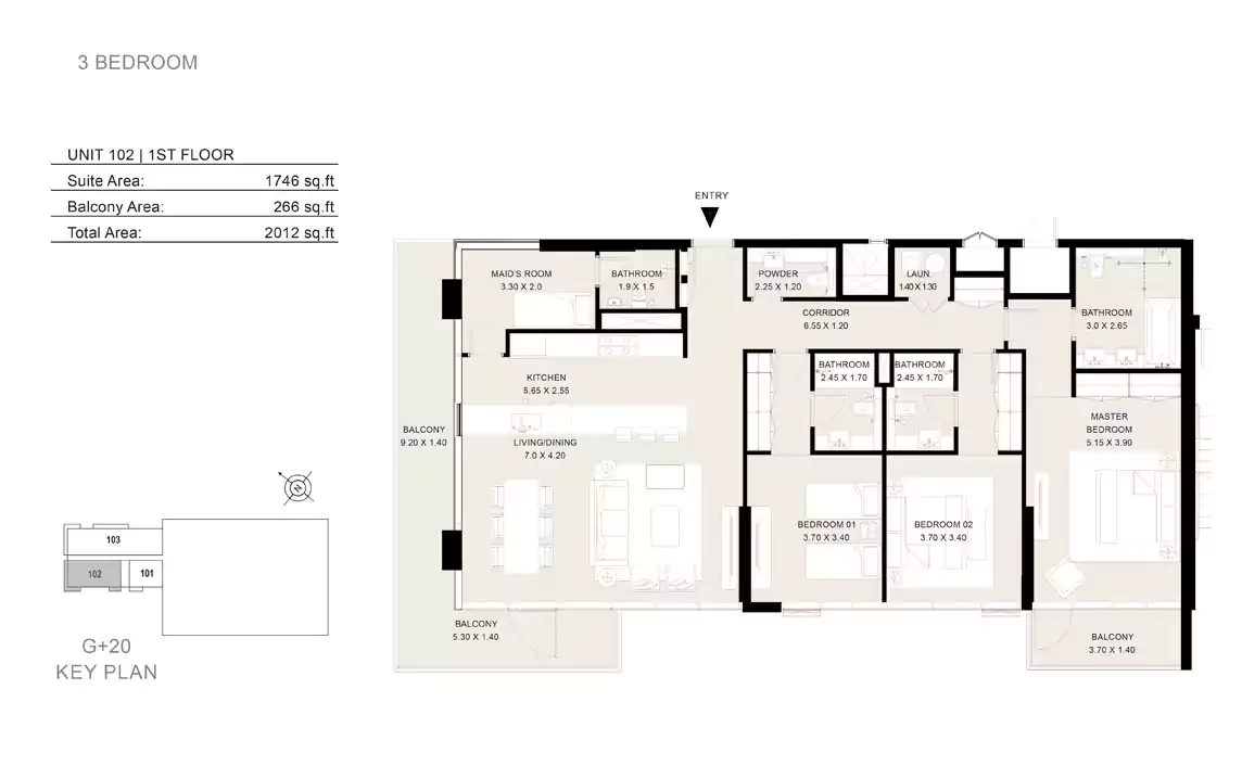 3-Bedroom,-Unit-102,-Size-2012-Sq.Ft