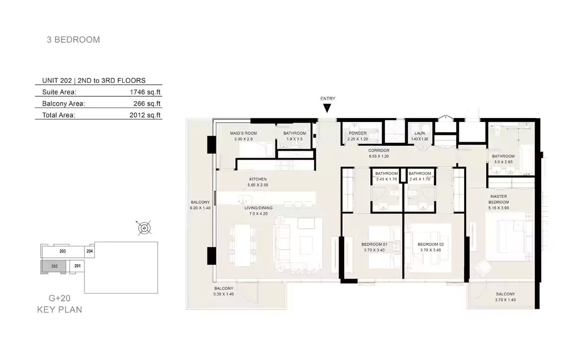 3-Bedroom,-Unit-202,-Size-2012-Sq.Ft